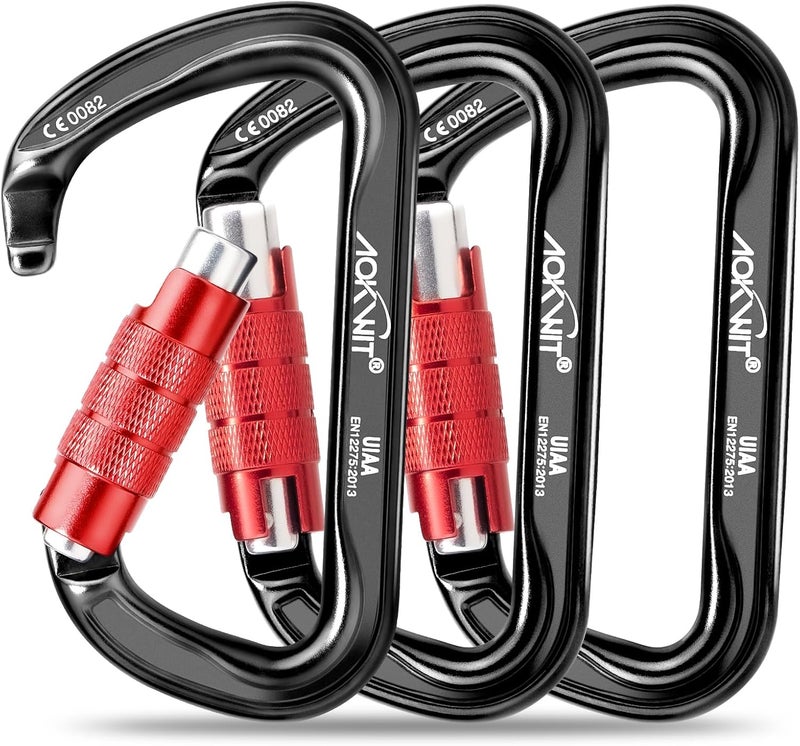 AOKWIT 30KN Auto Locking Carabiner Clip Twist Lock UIAA Certified Large Climbing Carabiner Heavy Duty Carabiner for Rock Tree Climbing Rappelling Mountaineering Caving Rescue Arborist Aerial Yoga - Image 1